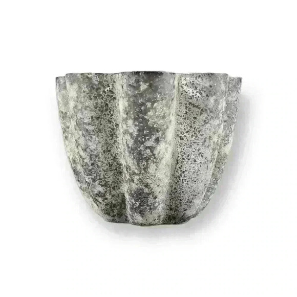 Art Glass Candle Holder Vitrocolor Recycled Gray Heavy Pumice-Like Texture Spain - Picture 4 of 6
